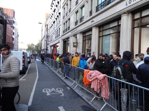 Queues outside Apple Store on Regent Street, London when iPhone X went on sale. Source: DailyMirror