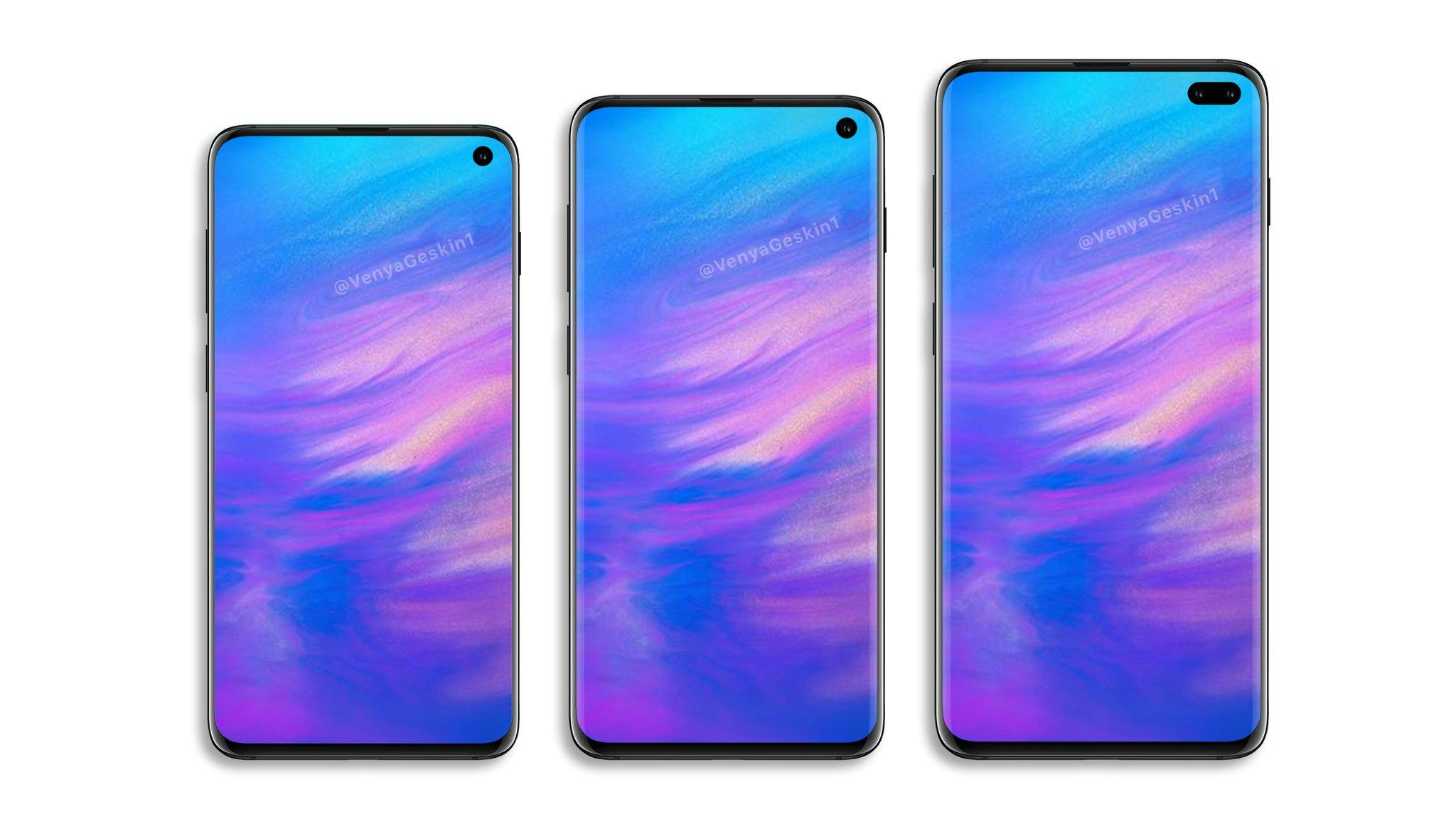 Samsung Galaxy S10 Lite, S10, S10 Plus Concepts By @VenyaGeskin1 Twitter
