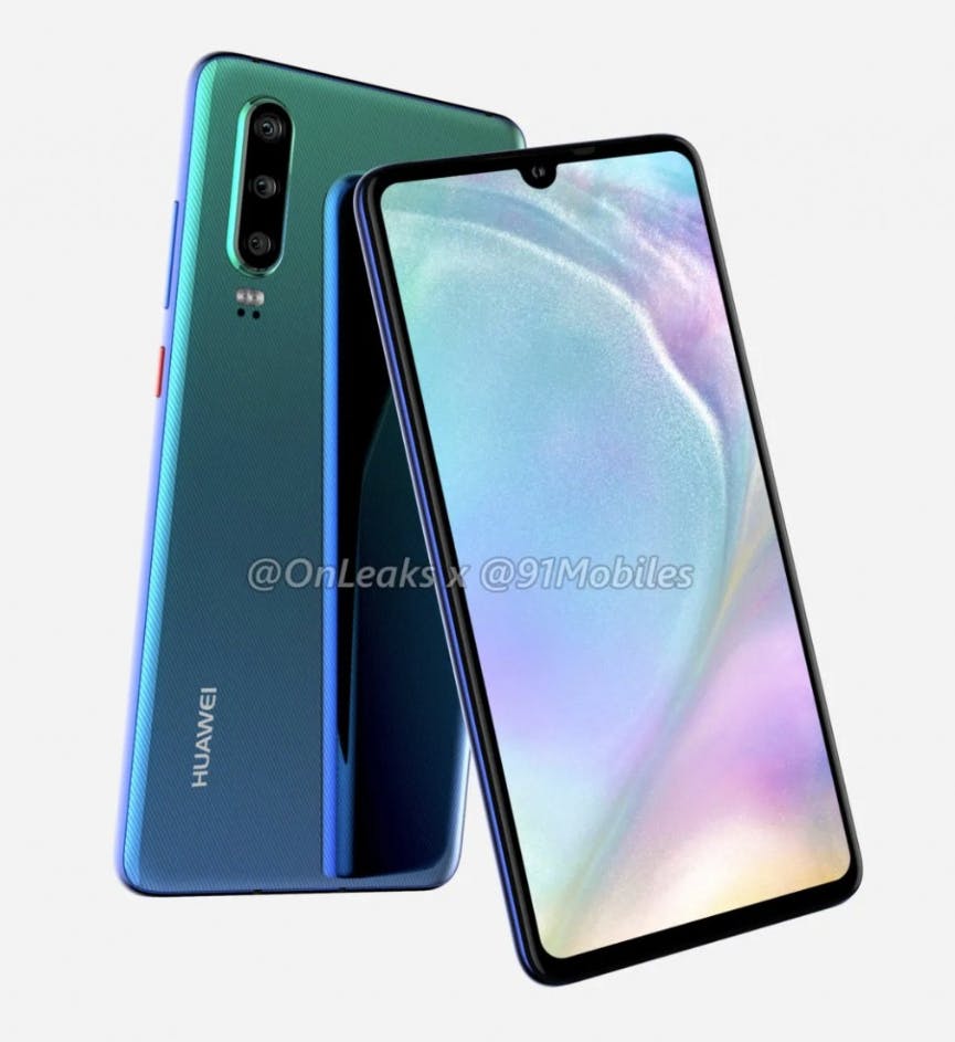 Huawei P30 renders by OnLeaks