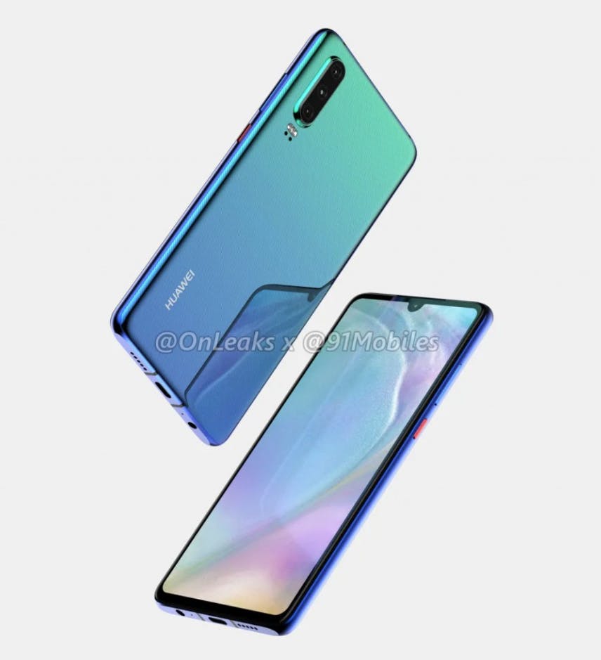 Huawei P30 renders by OnLeaks