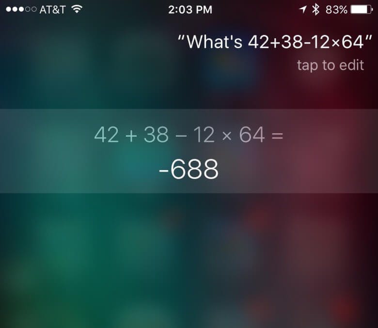 This is how a quick calculation might look on Spotlight on the iPhone