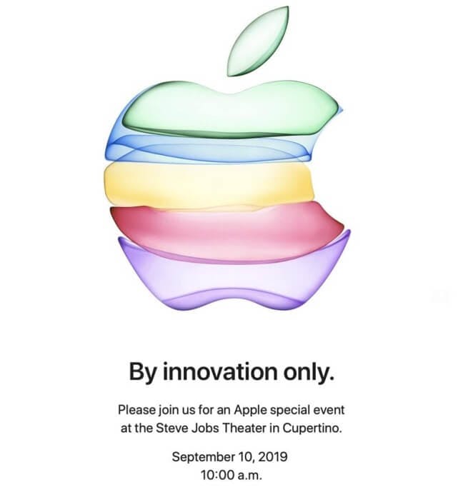 Apple's invitation was sent to the press around the world to attend their launch event at the Steve Jobs theatre in Cupertino (California, USA) on Tuesday the 10th of September, 2019. / Image Credit: Apple